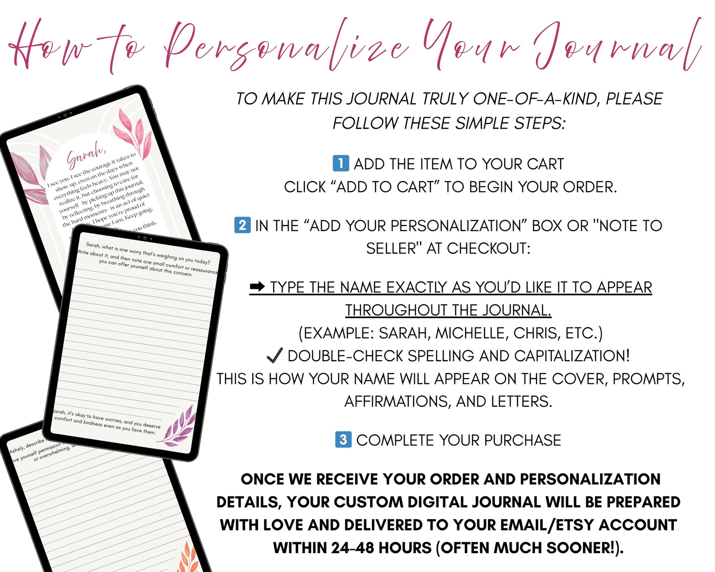 š Personalized Self-Care Journal for Tough Times ā Digital Download