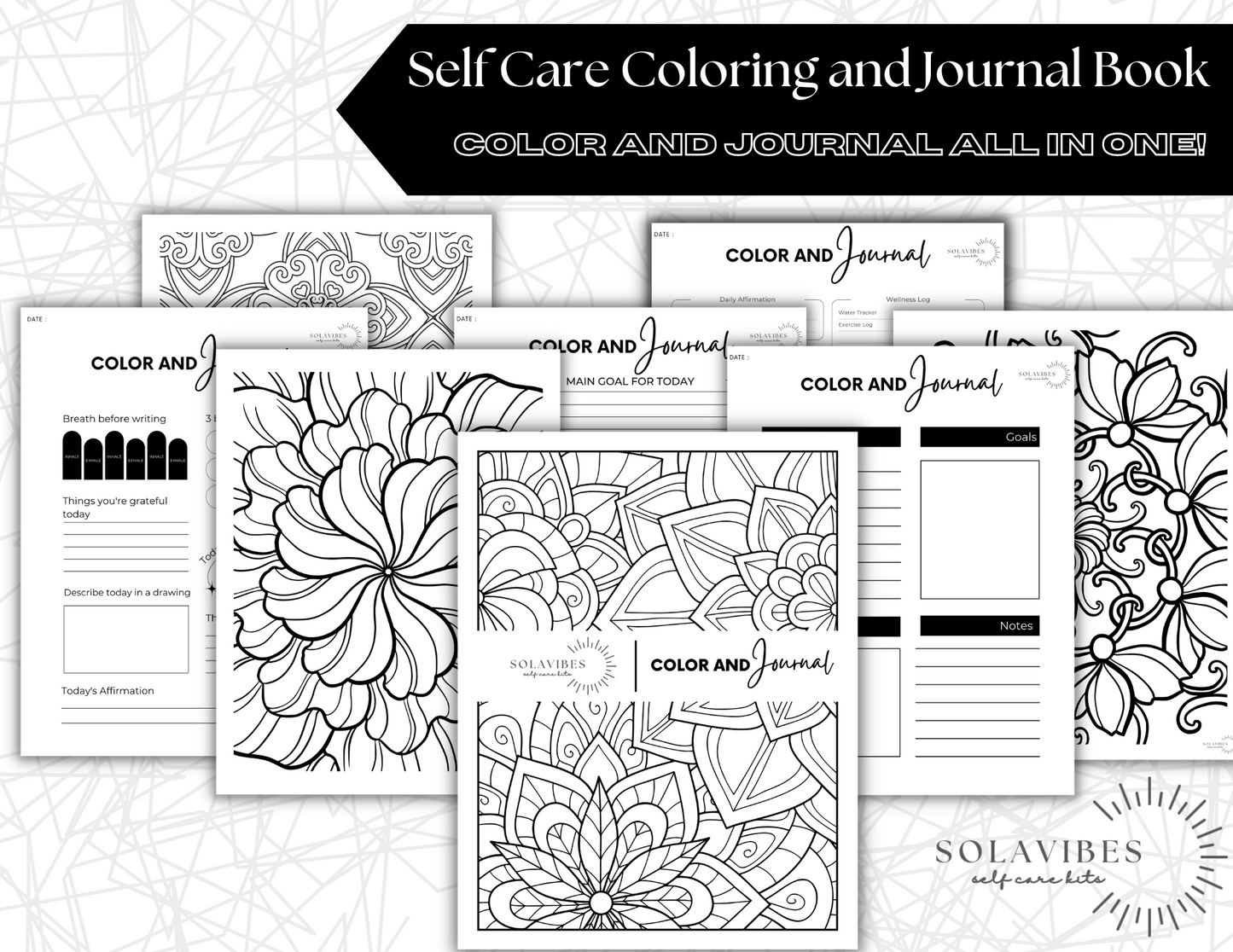 Self Care Color and Journal - Self Care Coloring Book with Guided Daily Journal Prompts, Therapy, Self Care Ebook Relaxing Bullet Color Book