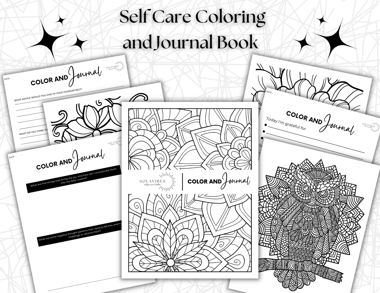 Self Care Color and Journal - Self Care Coloring Book with Guided Daily Journal Prompts, Therapy, Self Care Ebook Relaxing Bullet Color Book