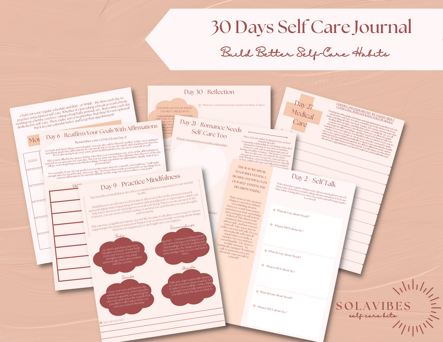 30 Day Self Care Journal - Build Better Stronger Self Care Habits, Guided Journal Prompts, Therapy, Self Care Ebook Self Reflection Workbook