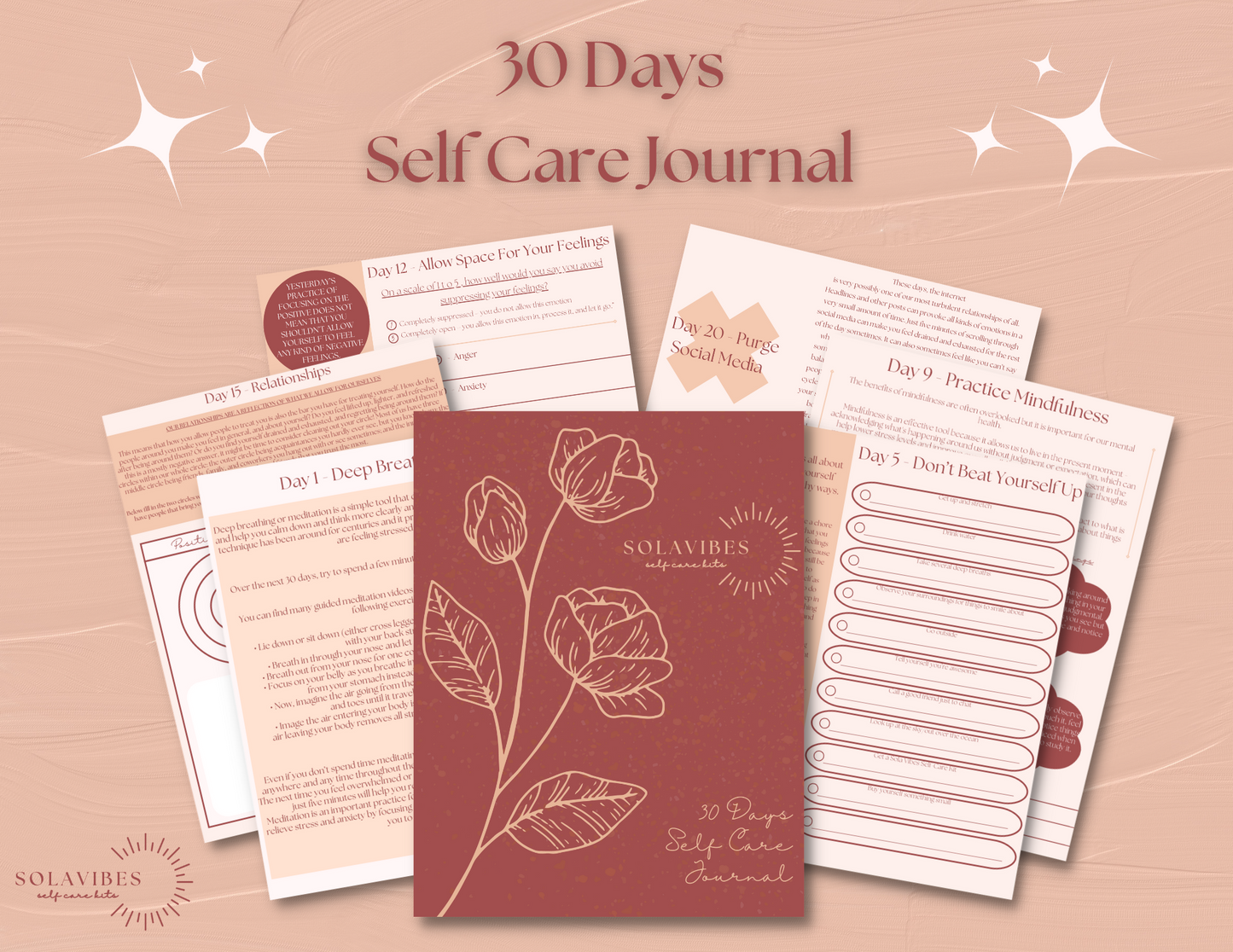 30 Day Self Care Journal - Build Better Stronger Self Care Habits, Guided Journal Prompts, Therapy, Self Care Ebook Self Reflection Workbook