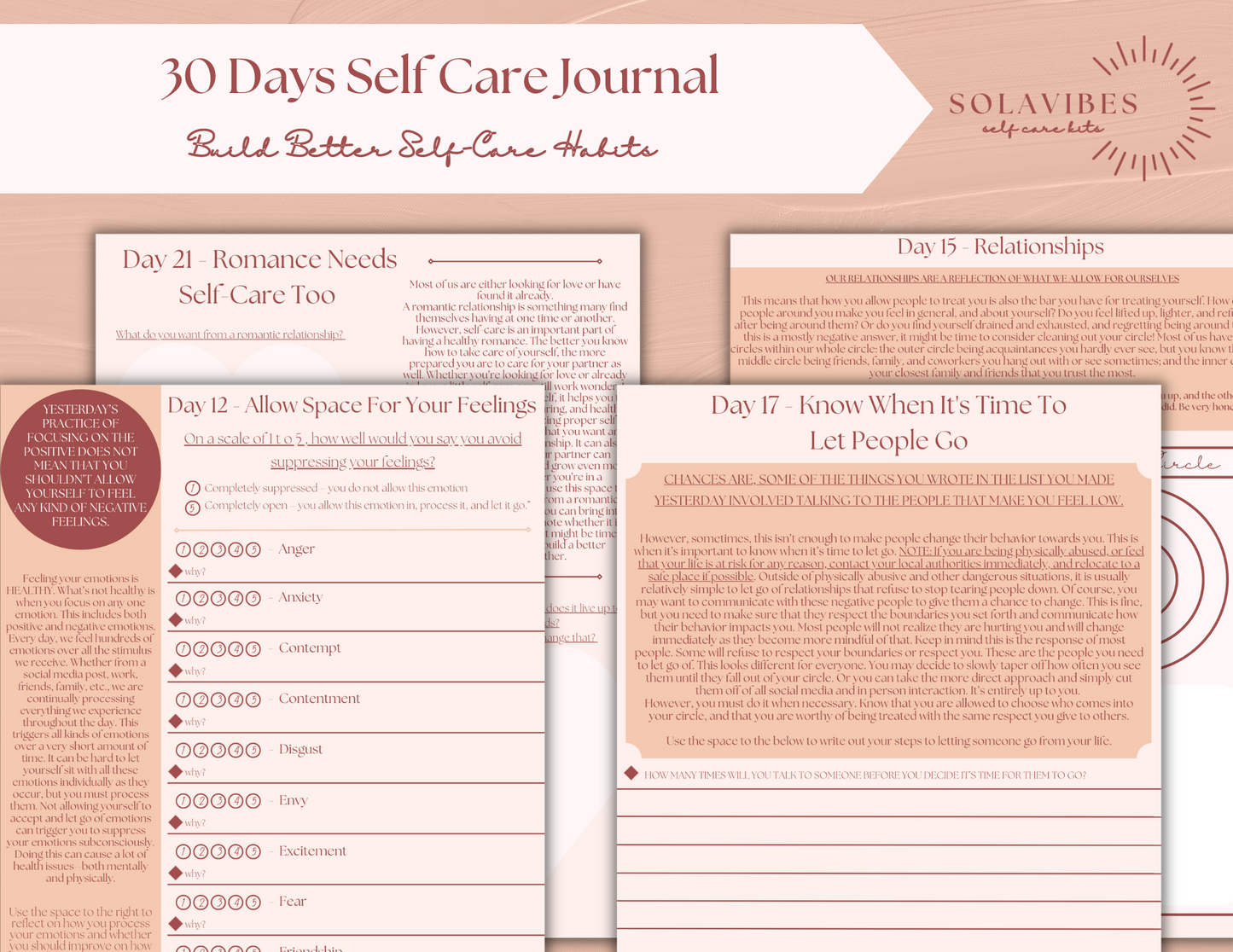 30 Day Self Care Journal - Build Better Stronger Self Care Habits, Guided Journal Prompts, Therapy, Self Care Ebook Self Reflection Workbook