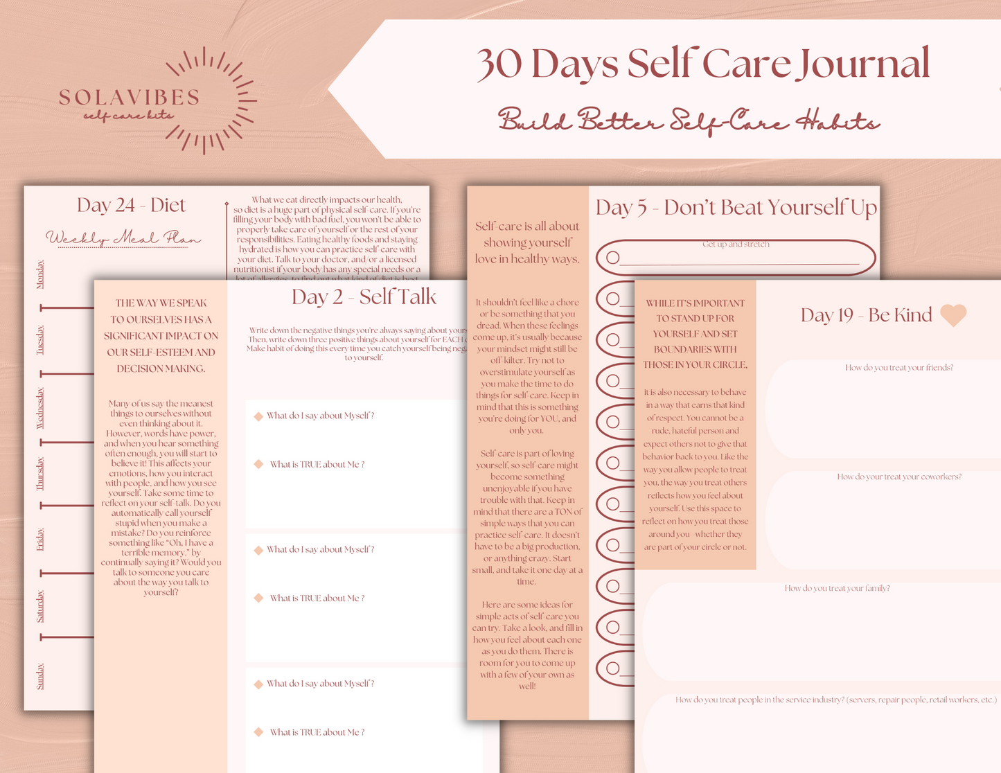 30 Day Self Care Journal - Build Better Stronger Self Care Habits, Guided Journal Prompts, Therapy, Self Care Ebook Self Reflection Workbook